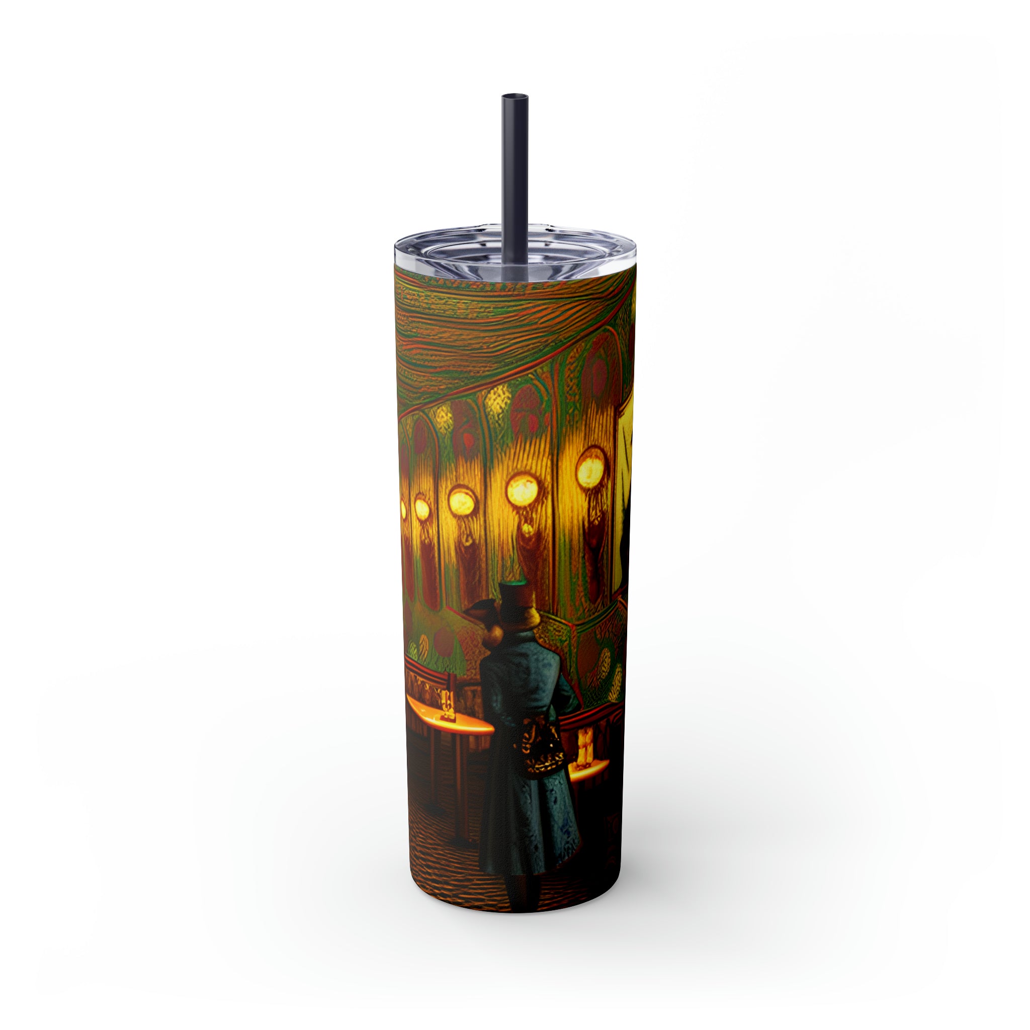 Skinny Tumbler with Straw, 20oz - Cafe Table Shadows 0001