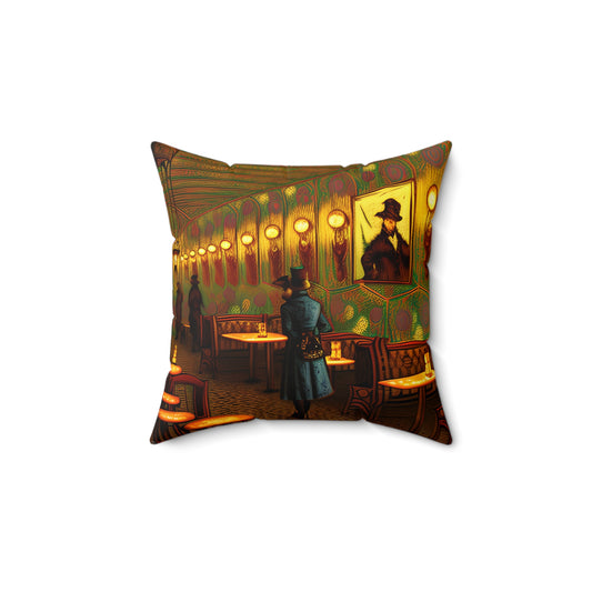 Spun Polyester Square Pillow - Cafe Table Shadow 001