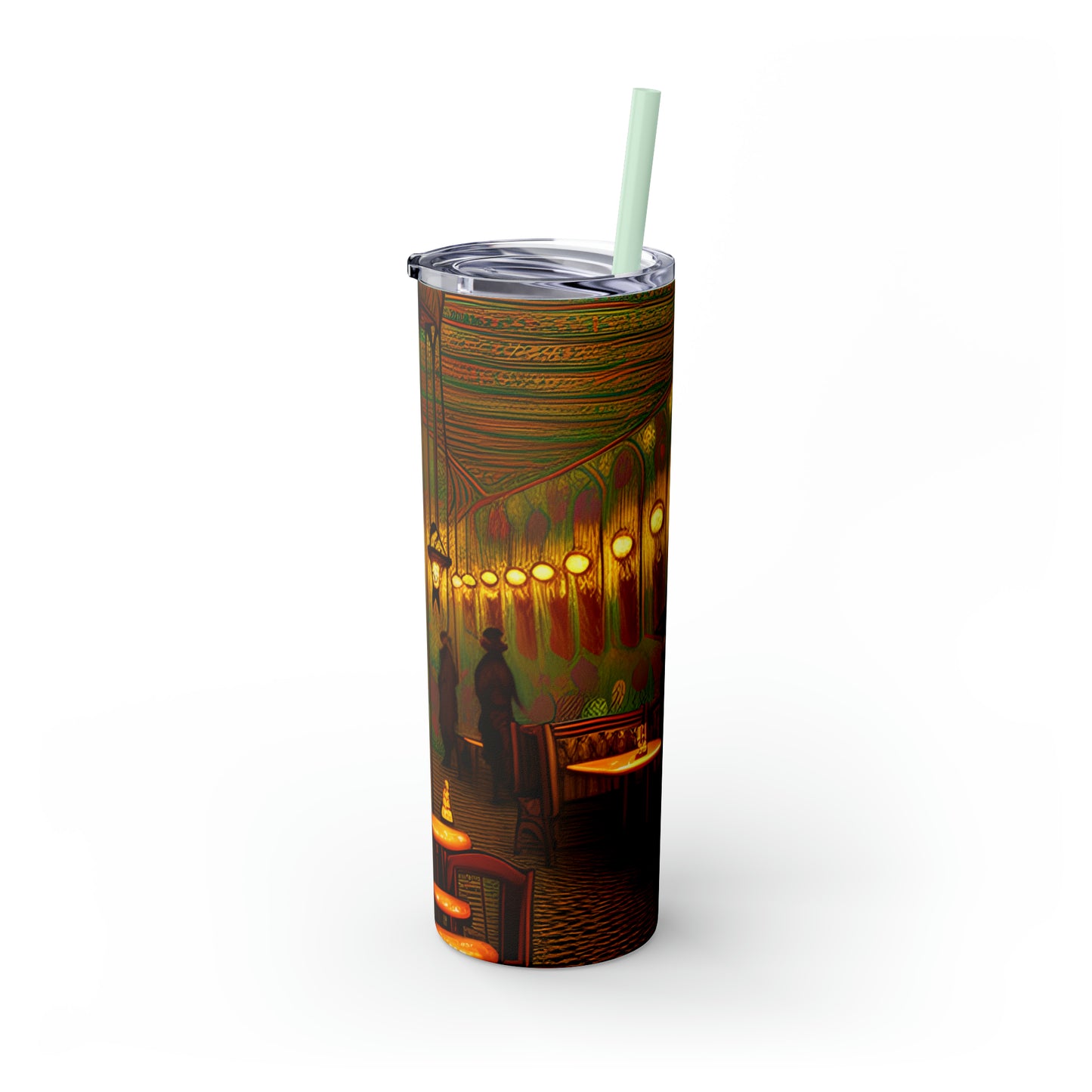 Skinny Tumbler with Straw, 20oz - Cafe Table Shadows 0001