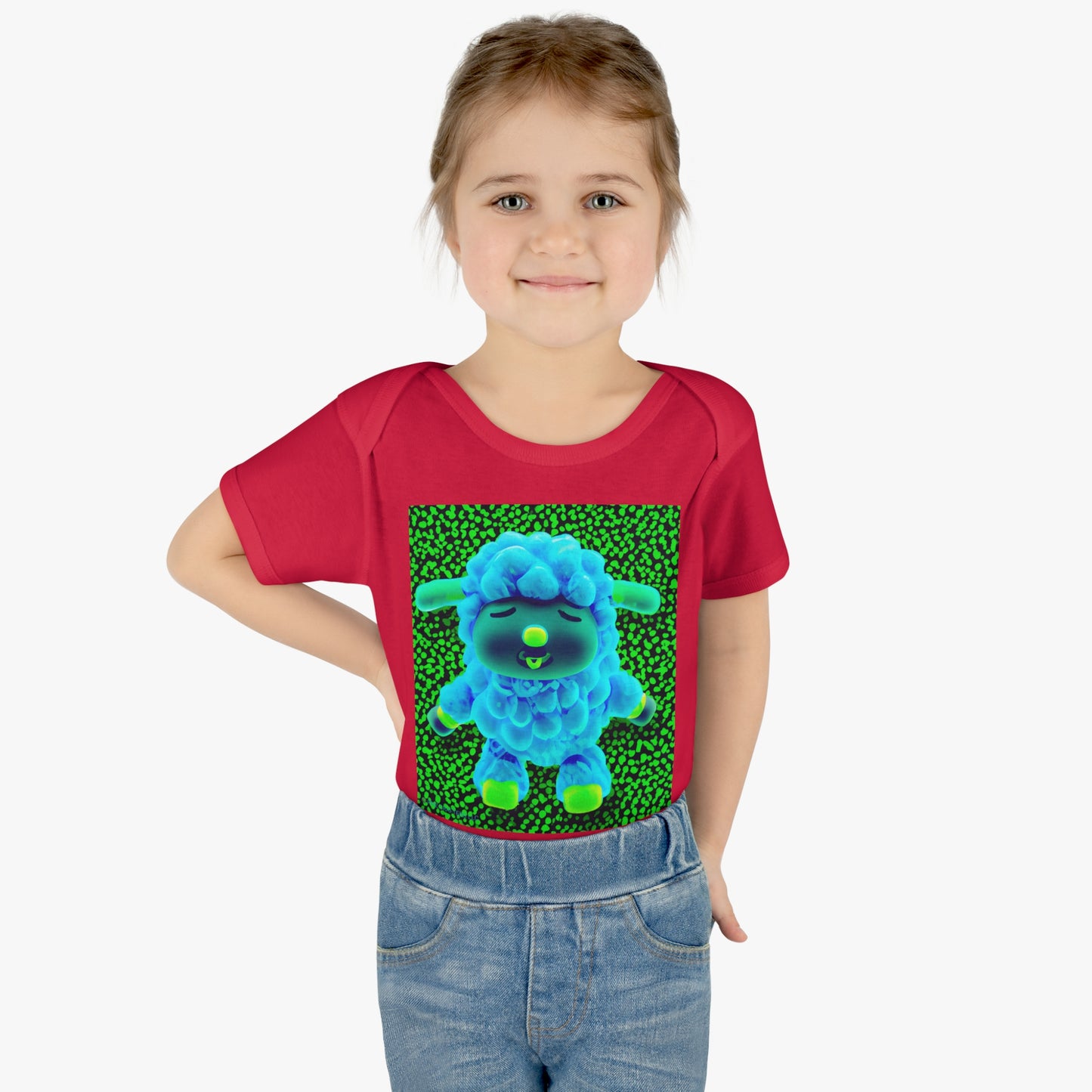 Infant Baby Rib Bodysuit - Deep Blue Sheep 0001
