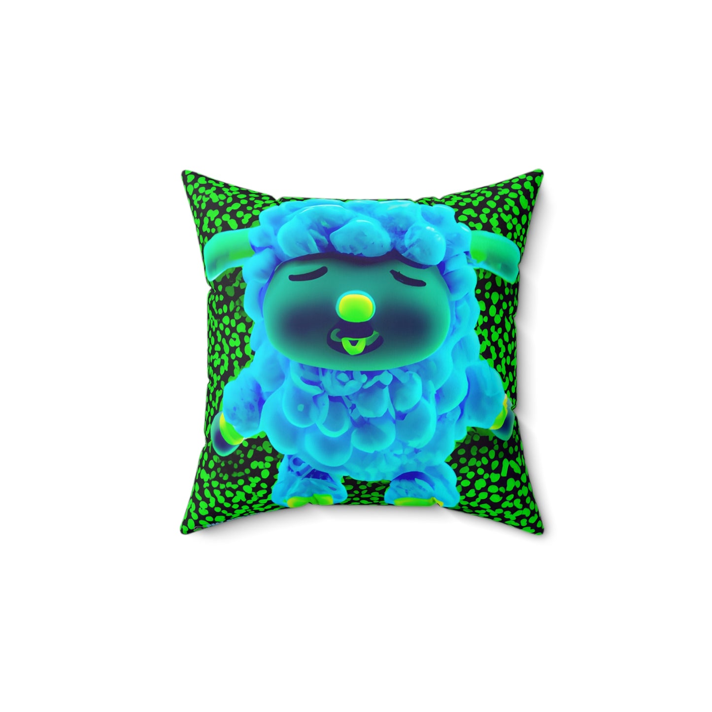 Spun Polyester Square Pillow -  Deep Blue Sheep 0001
