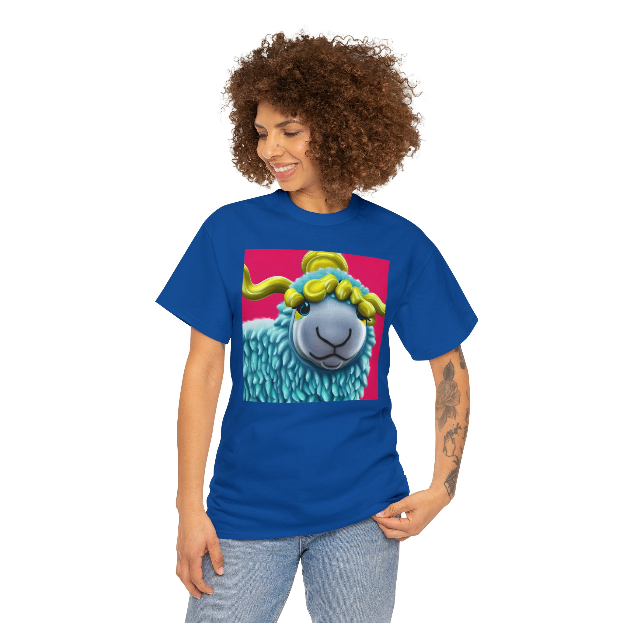 Unisex Heavy Cotton Tee - Blue Sheep 0001