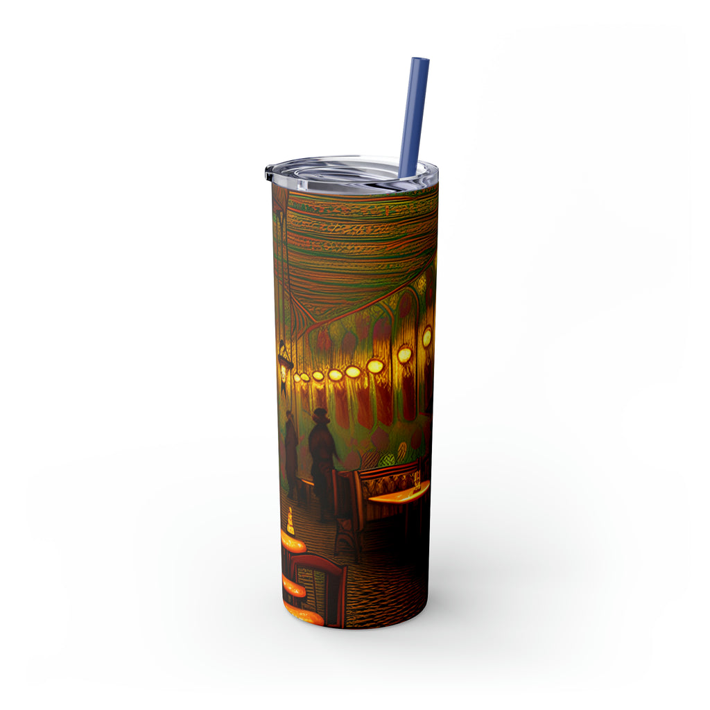 Skinny Tumbler with Straw, 20oz - Cafe Table Shadows 0001