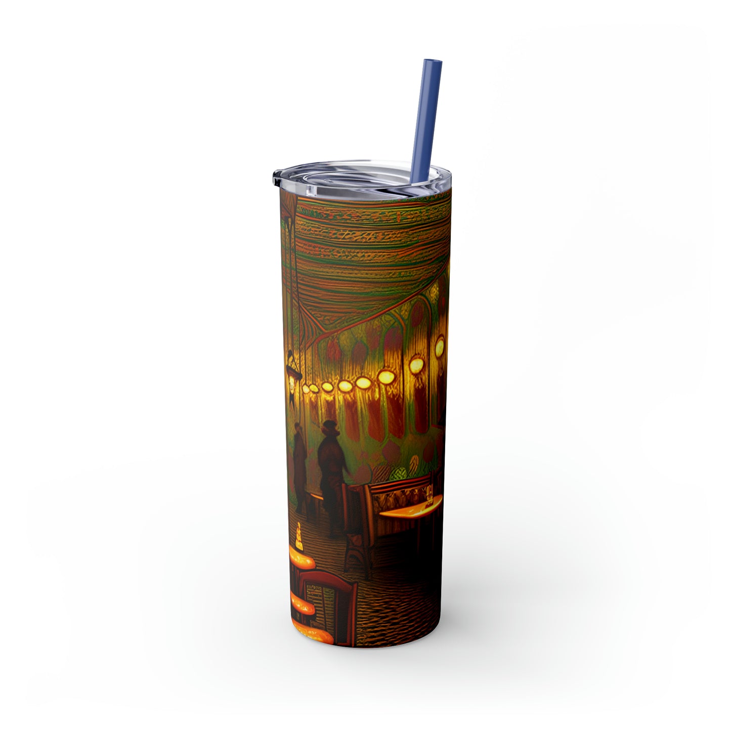 Skinny Tumbler with Straw, 20oz - Cafe Table Shadows 0001