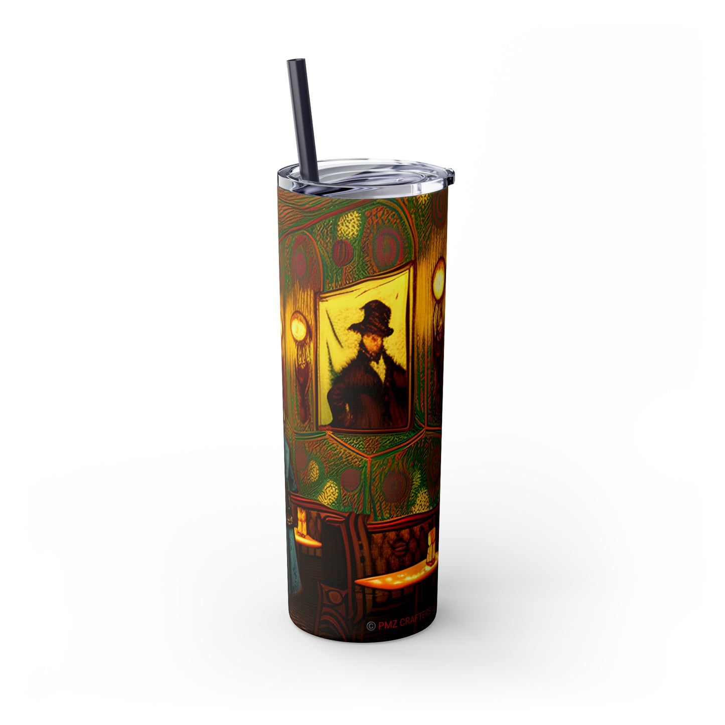 Skinny Tumbler with Straw, 20oz - Cafe Table Shadows 0001