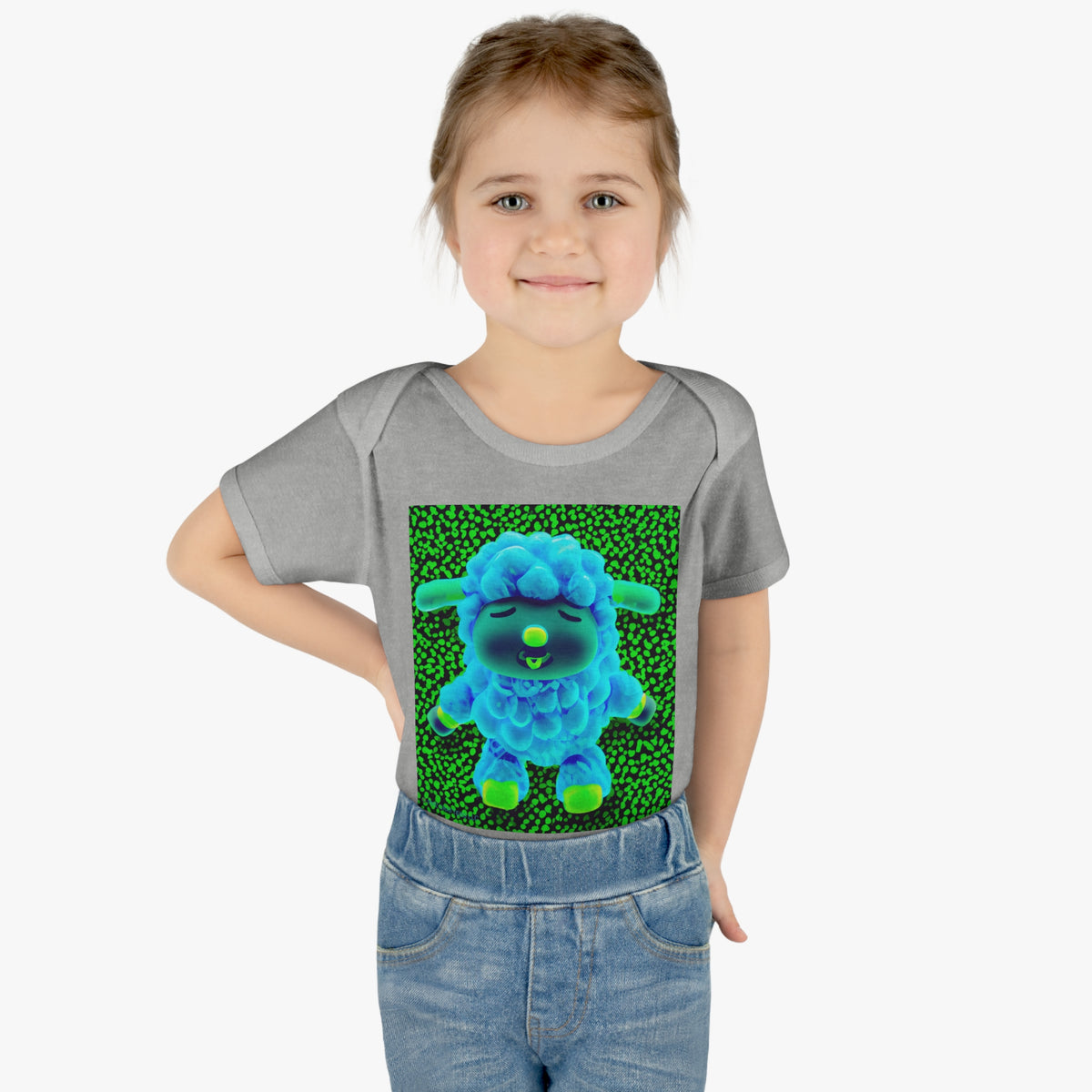 Infant Baby Rib Bodysuit - Deep Blue Sheep 0001