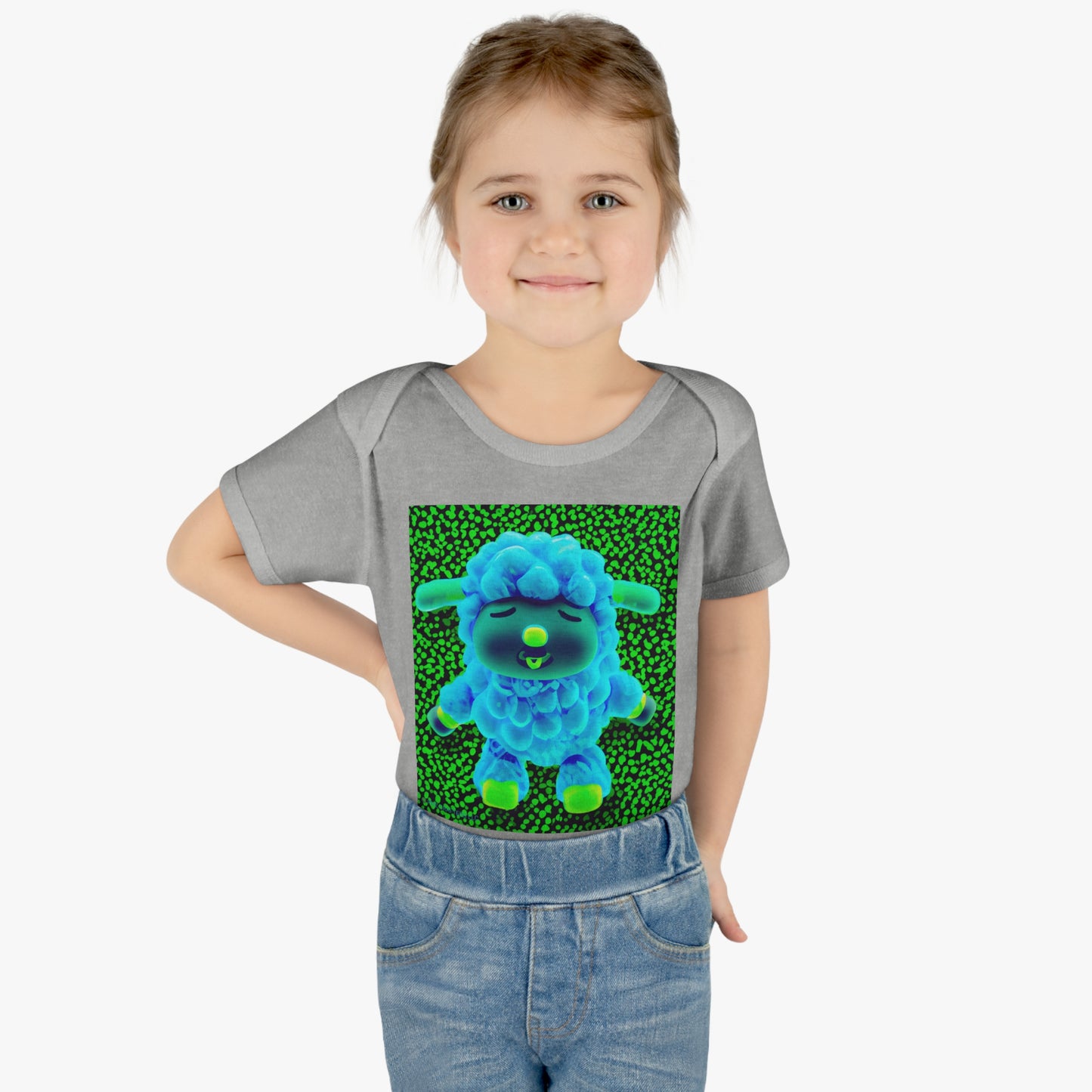 Infant Baby Rib Bodysuit - Deep Blue Sheep 0001