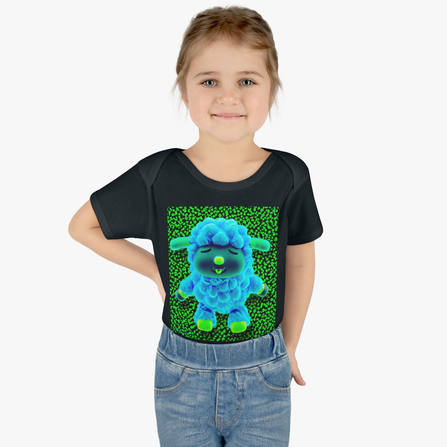 Infant Baby Rib Bodysuit - Deep Blue Sheep 0001