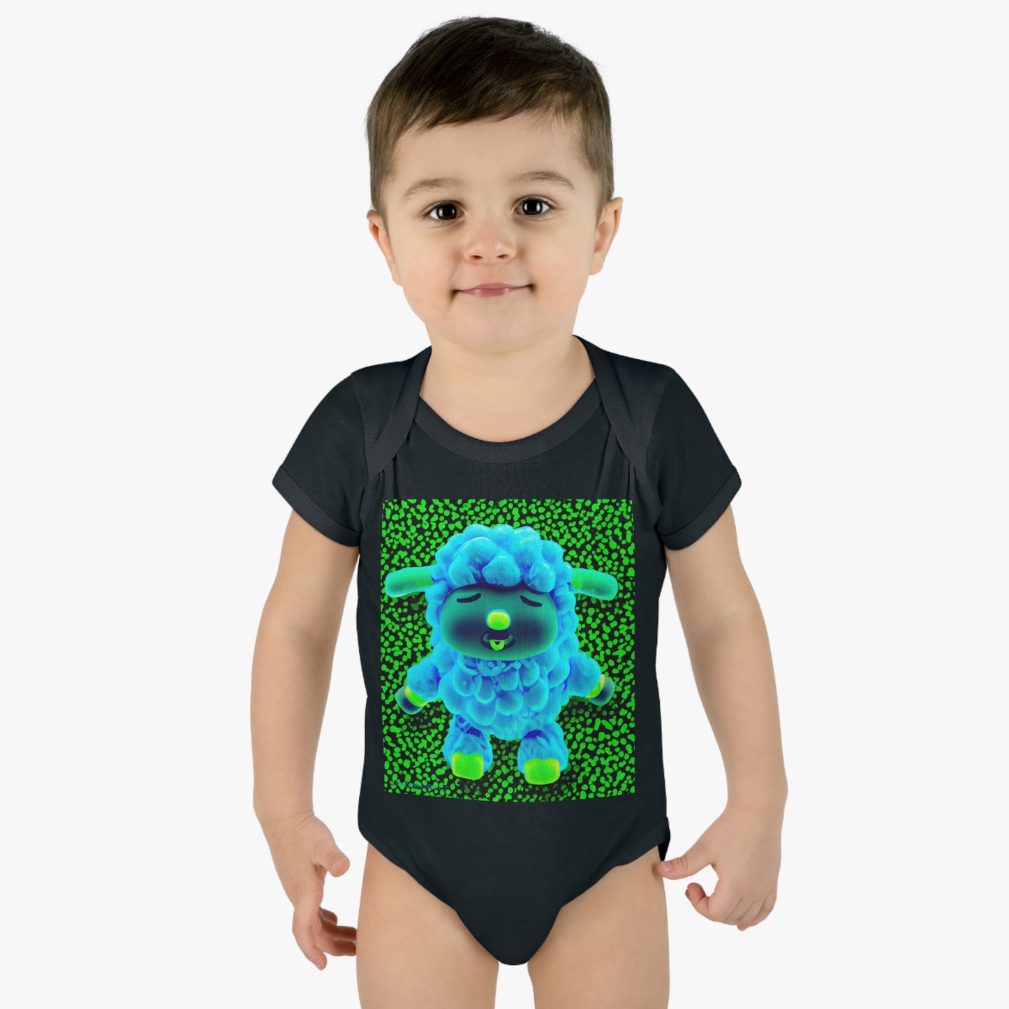 Infant Baby Rib Bodysuit - Deep Blue Sheep 0001