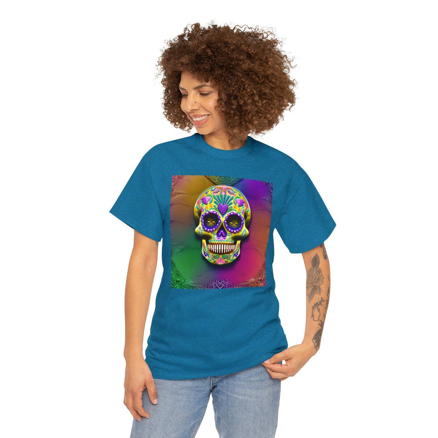 Unisex Heavy Cotton Tee - Sugar Skull 0002