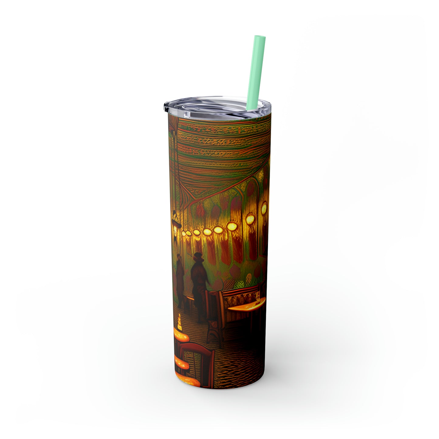 Skinny Tumbler with Straw, 20oz - Cafe Table Shadows 0001