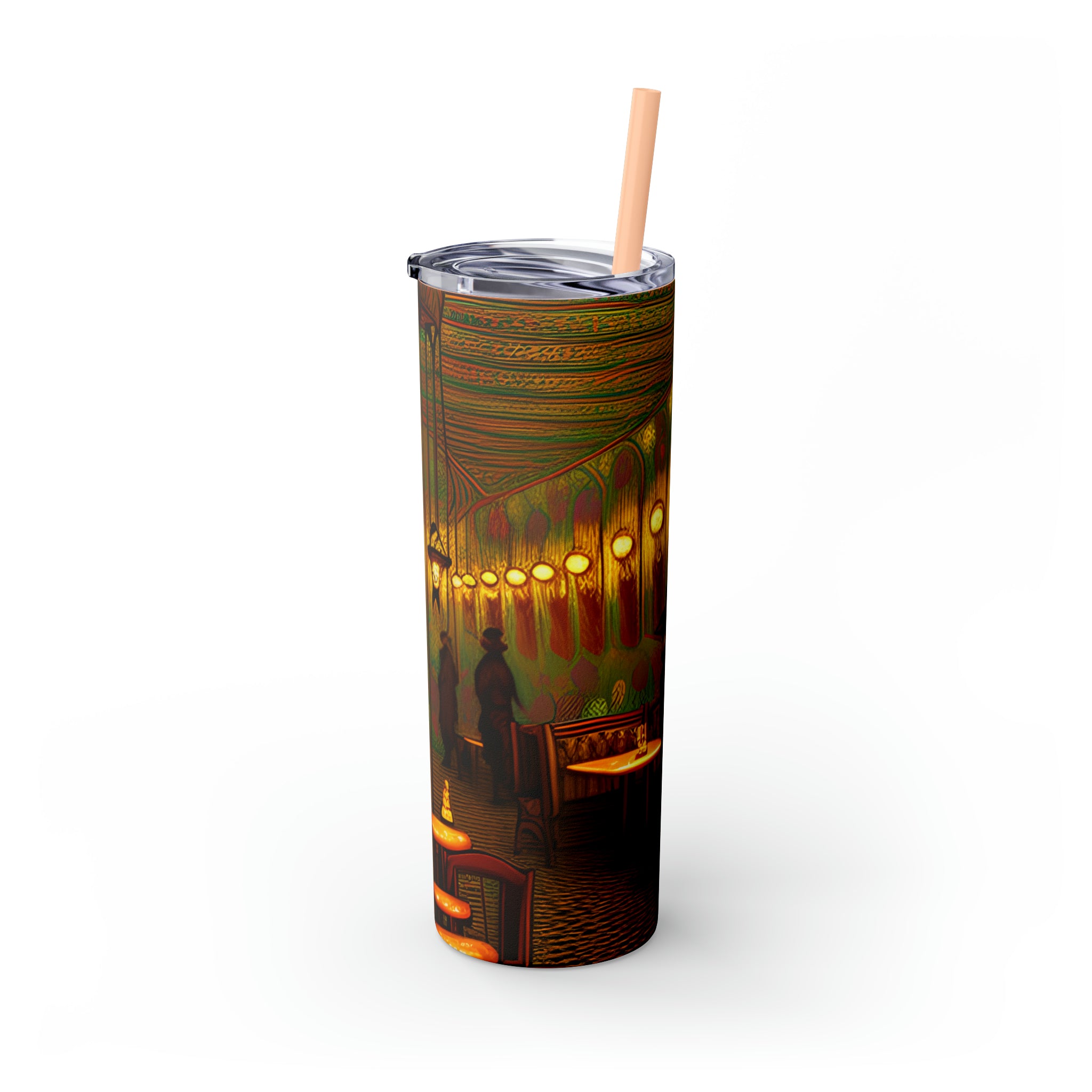 Skinny Tumbler with Straw, 20oz - Cafe Table Shadows 0001