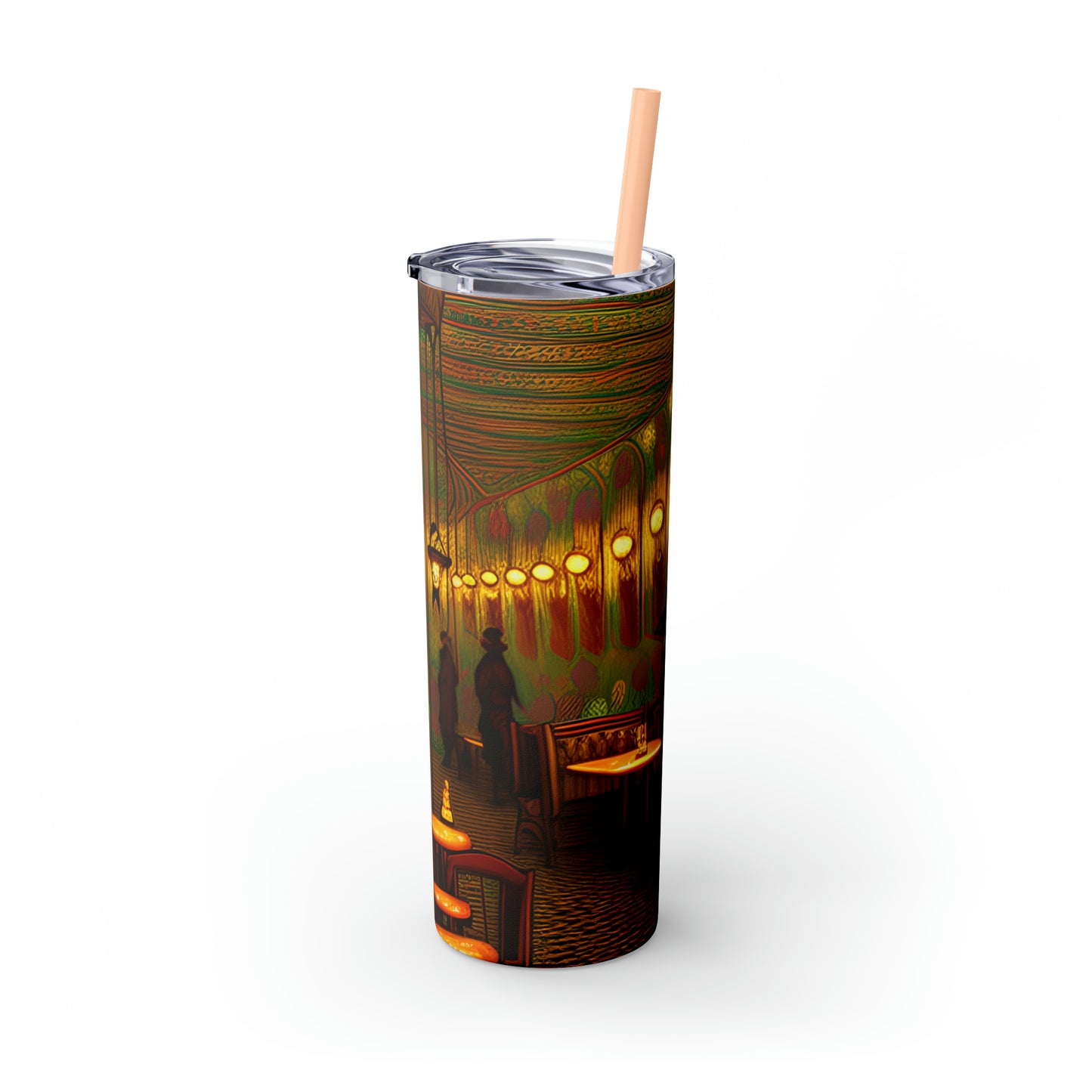 Skinny Tumbler with Straw, 20oz - Cafe Table Shadows 0001