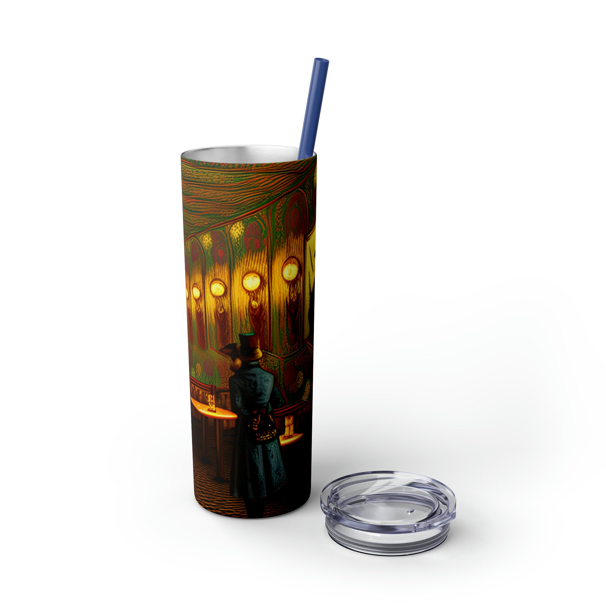 Skinny Tumbler with Straw, 20oz - Cafe Table Shadows 0001