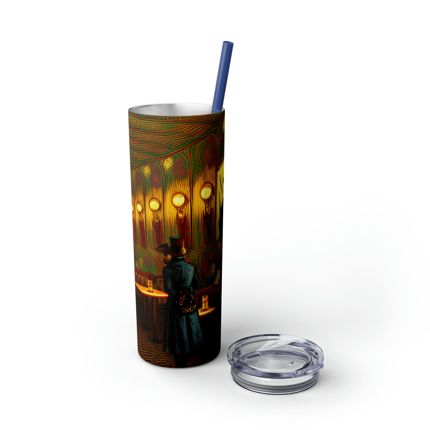 Skinny Tumbler with Straw, 20oz - Cafe Table Shadows 0001
