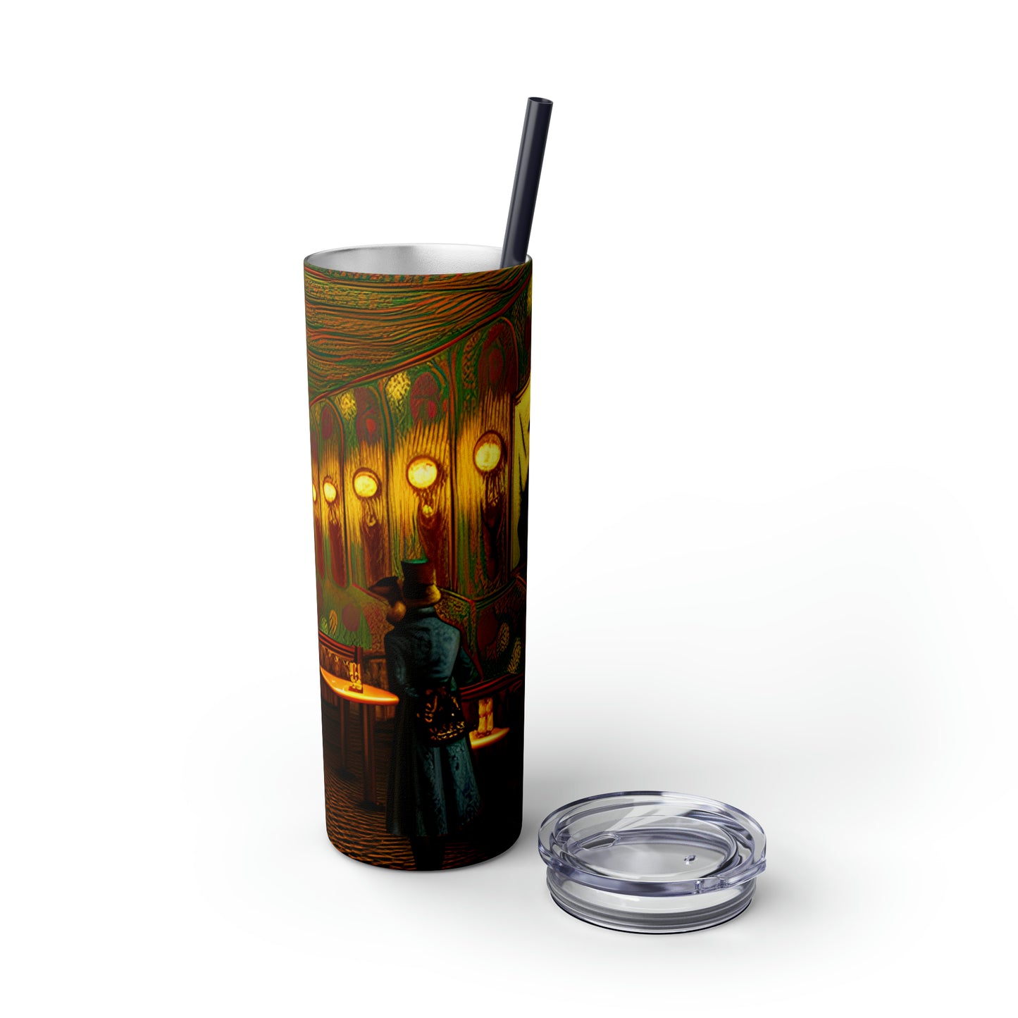 Skinny Tumbler with Straw, 20oz - Cafe Table Shadows 0001