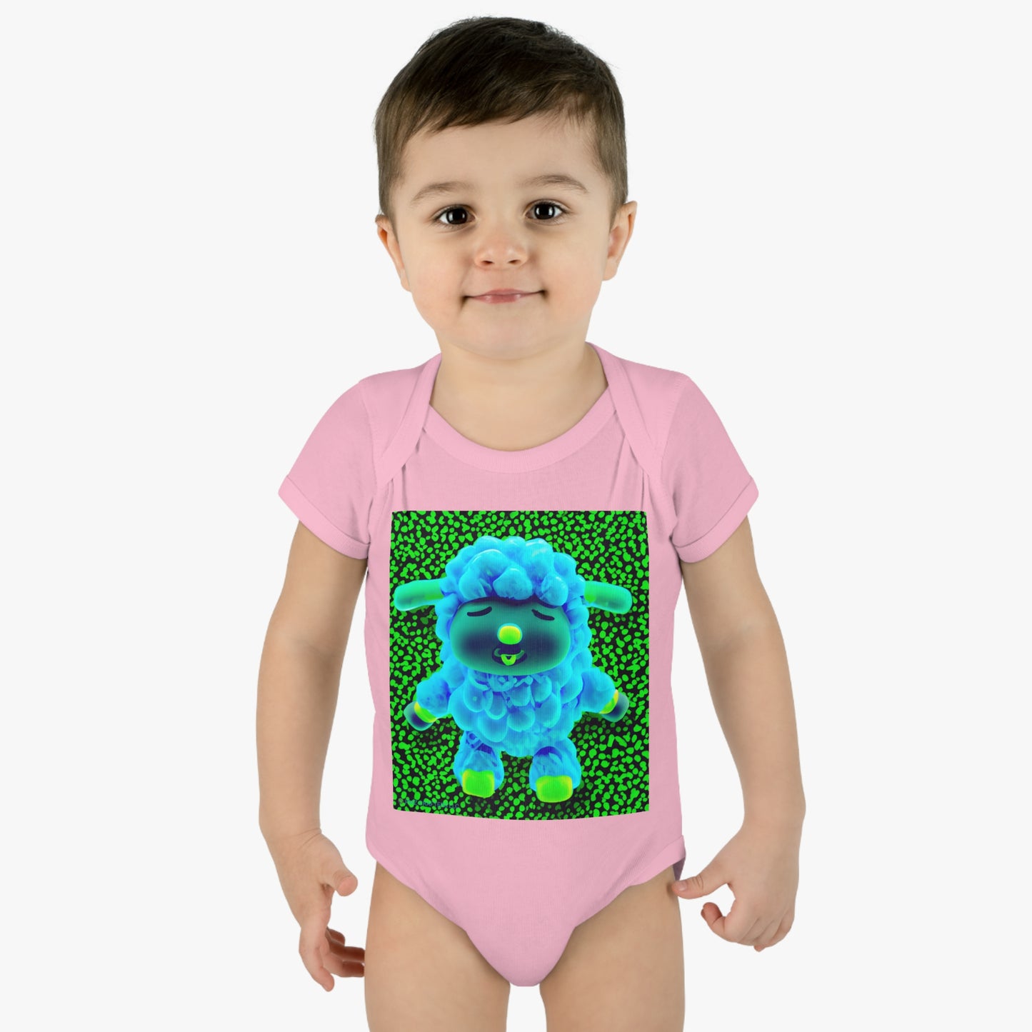 Infant Baby Rib Bodysuit - Deep Blue Sheep 0001