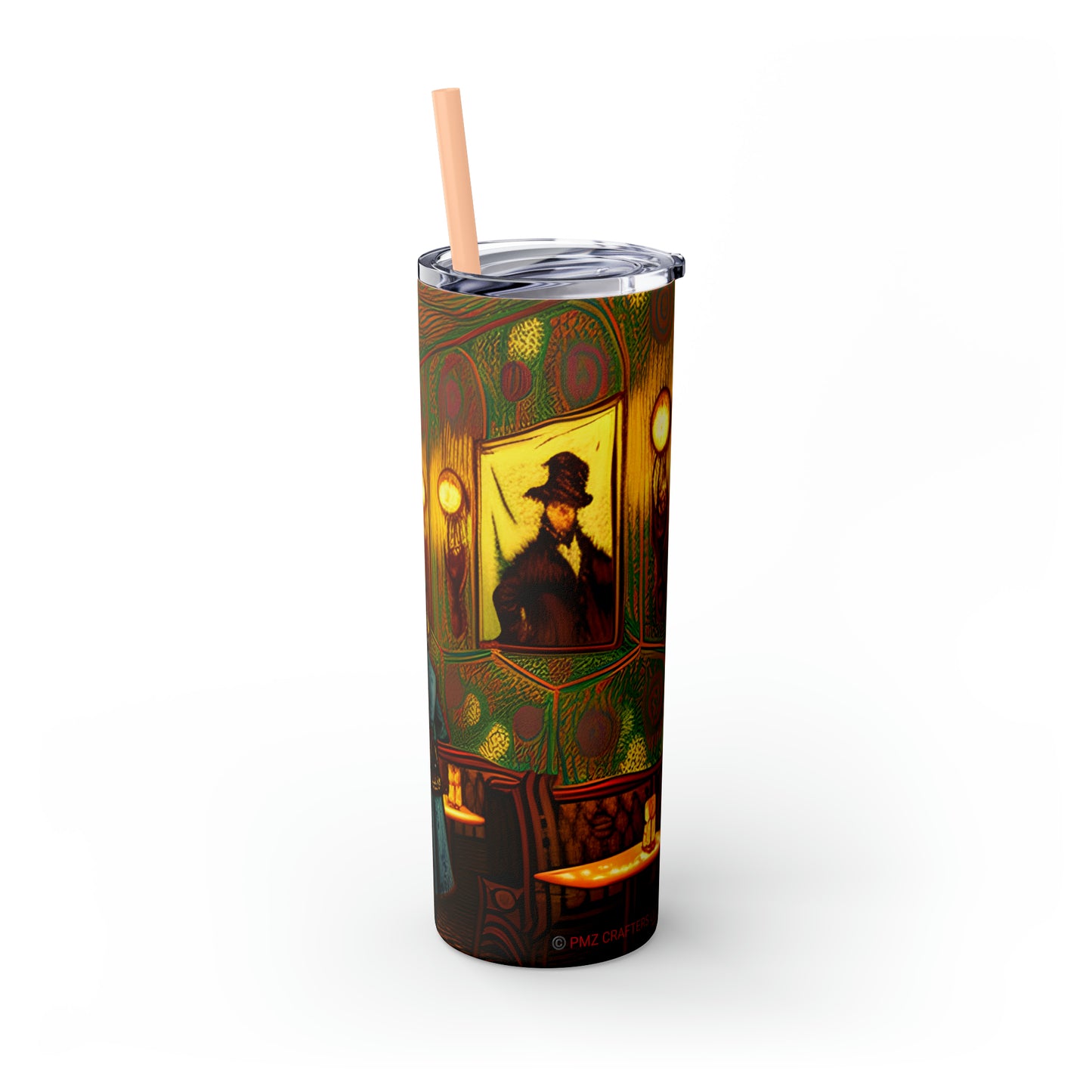 Skinny Tumbler with Straw, 20oz - Cafe Table Shadows 0001
