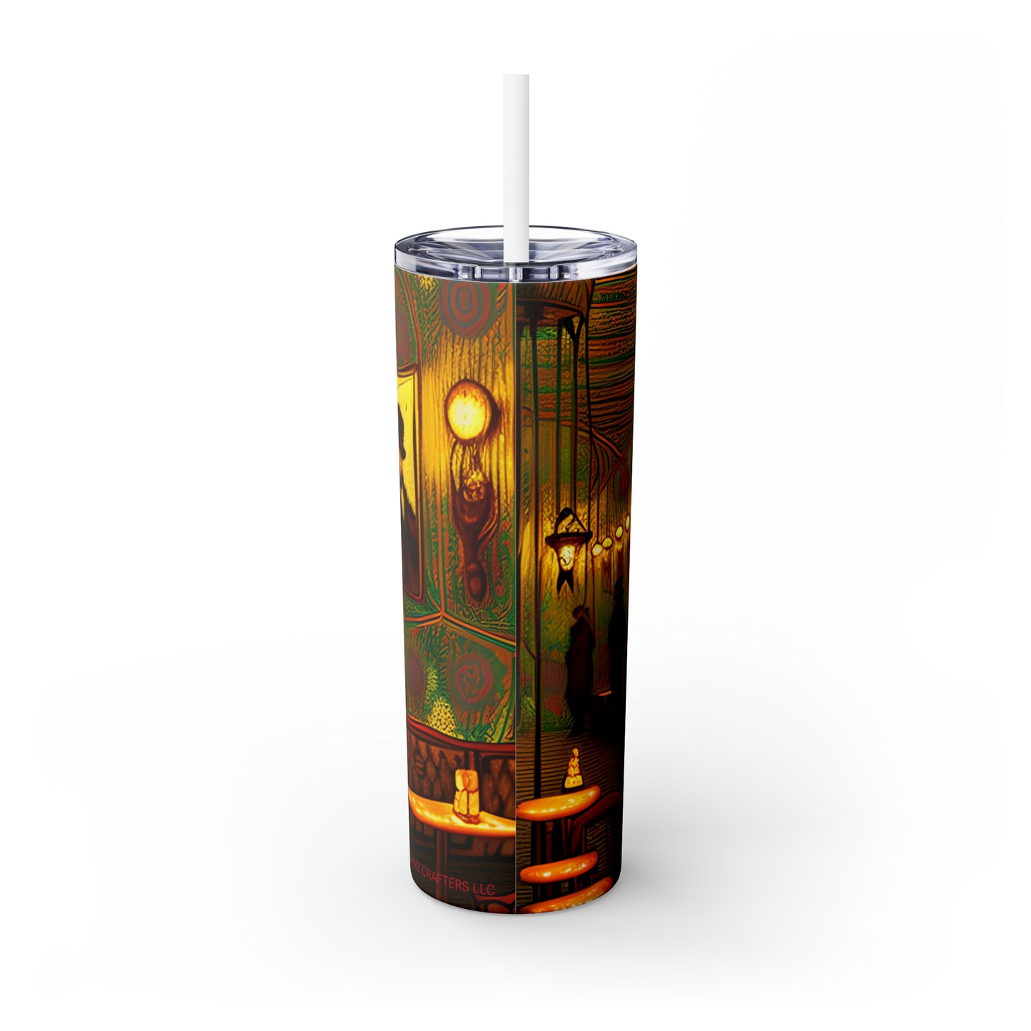 Skinny Tumbler with Straw, 20oz - Cafe Table Shadows 0001
