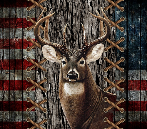 Custom 20 oz Skinny Tumbler,  Deer with Flag 0001