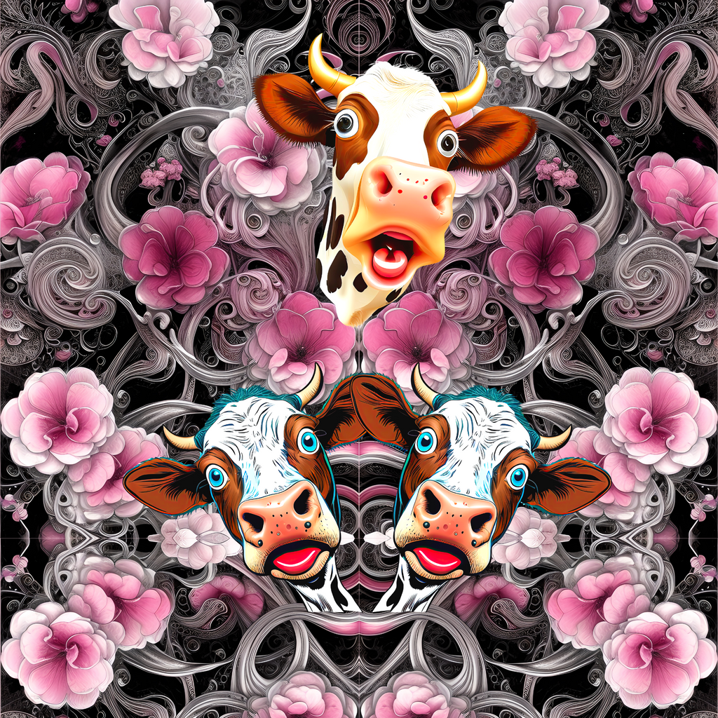 Custom Mug,15 oz, Flower Cows 0001