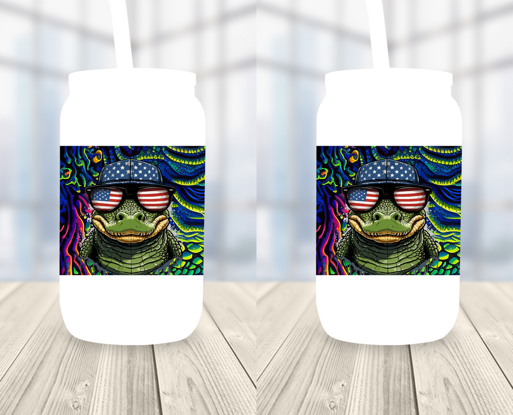 Glass Tumbler, Custom Gator Flag Design 0002