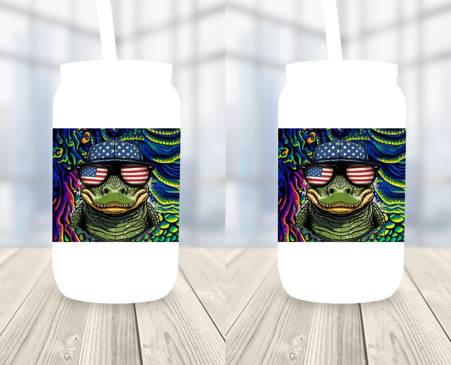 Glass Tumbler, Custom Gator Flag Design 0002