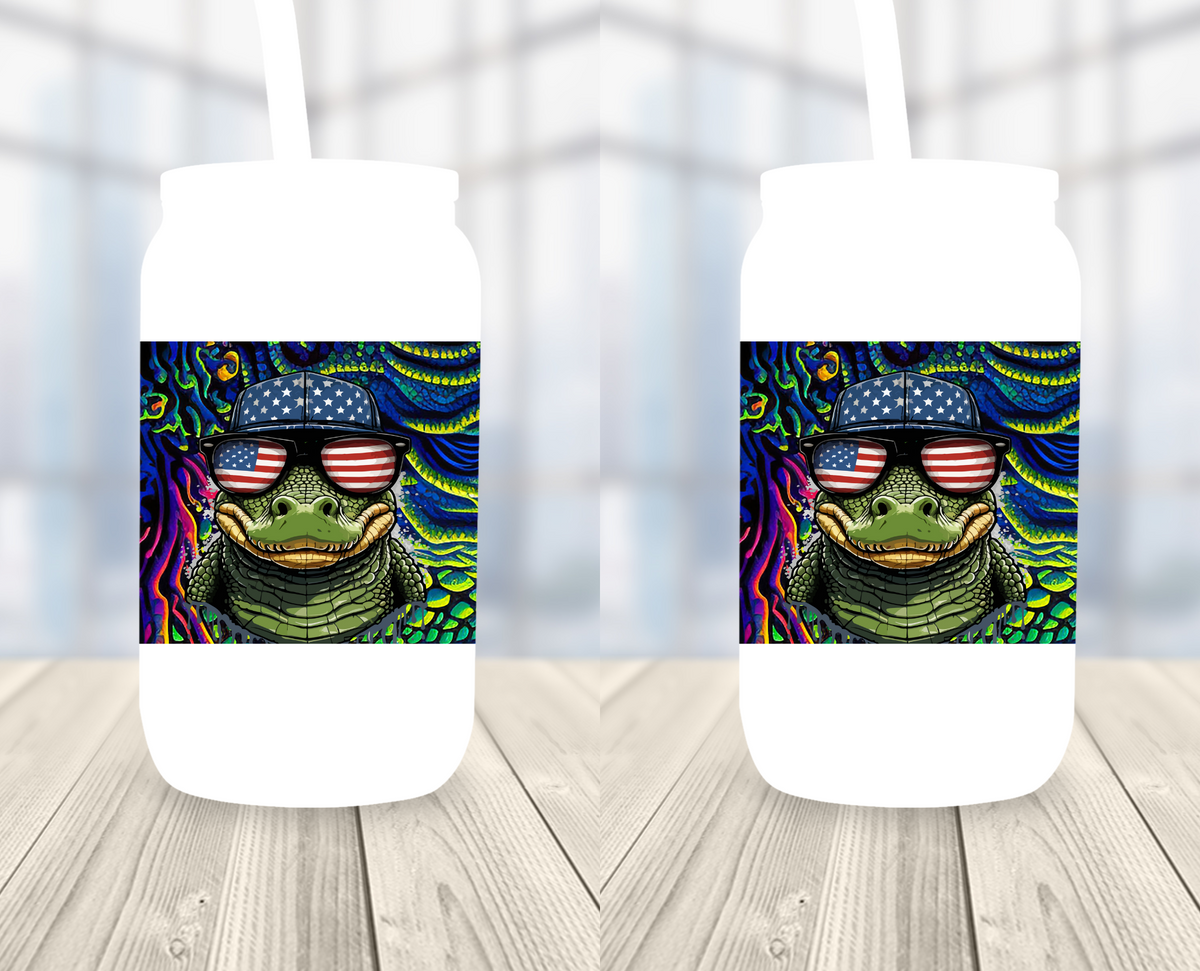 Glass Tumbler, Custom Gator Flag Design 0002