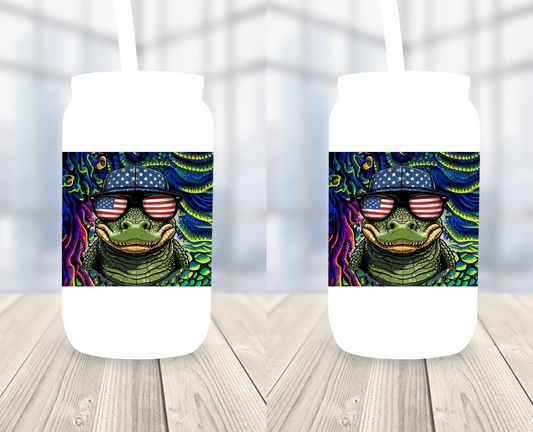Glass Tumbler, Custom Gator Flag Design 0002