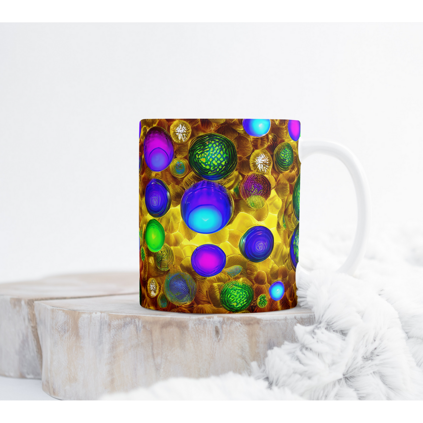 Custom Mug, 15 oz 3D Vibrant Circles 0001