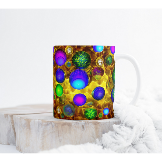 Custom Mug, 15 oz 3D Vibrant Circles 0001
