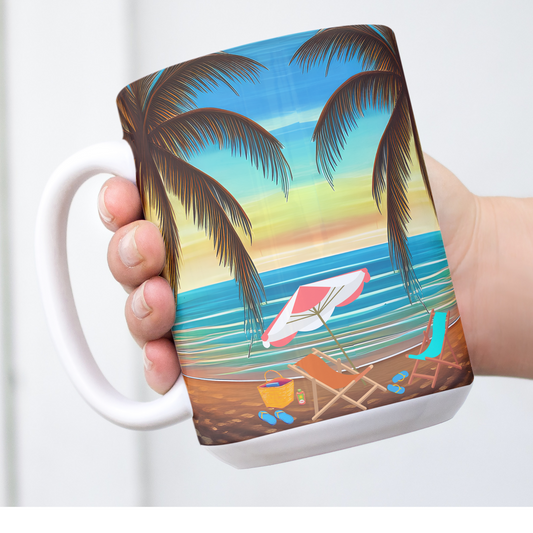 Custom Mug, 15 oz Palm Trees 0001