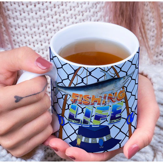 Custom Mug, 15 oz Fishing Net 0001