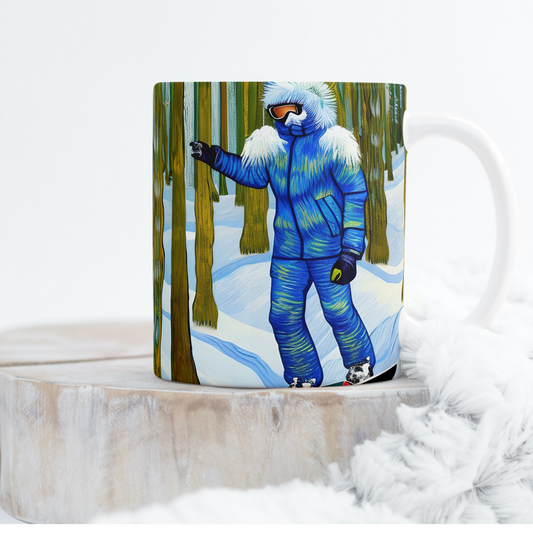 Custom Mug, 15 oz. Snowboarding Forest 0001