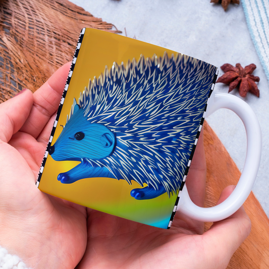 Custom Mug, 15 oz, Hedgehog Royal Blue 0001