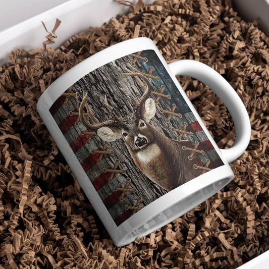 Custom Mug, Deer with Flag 0001