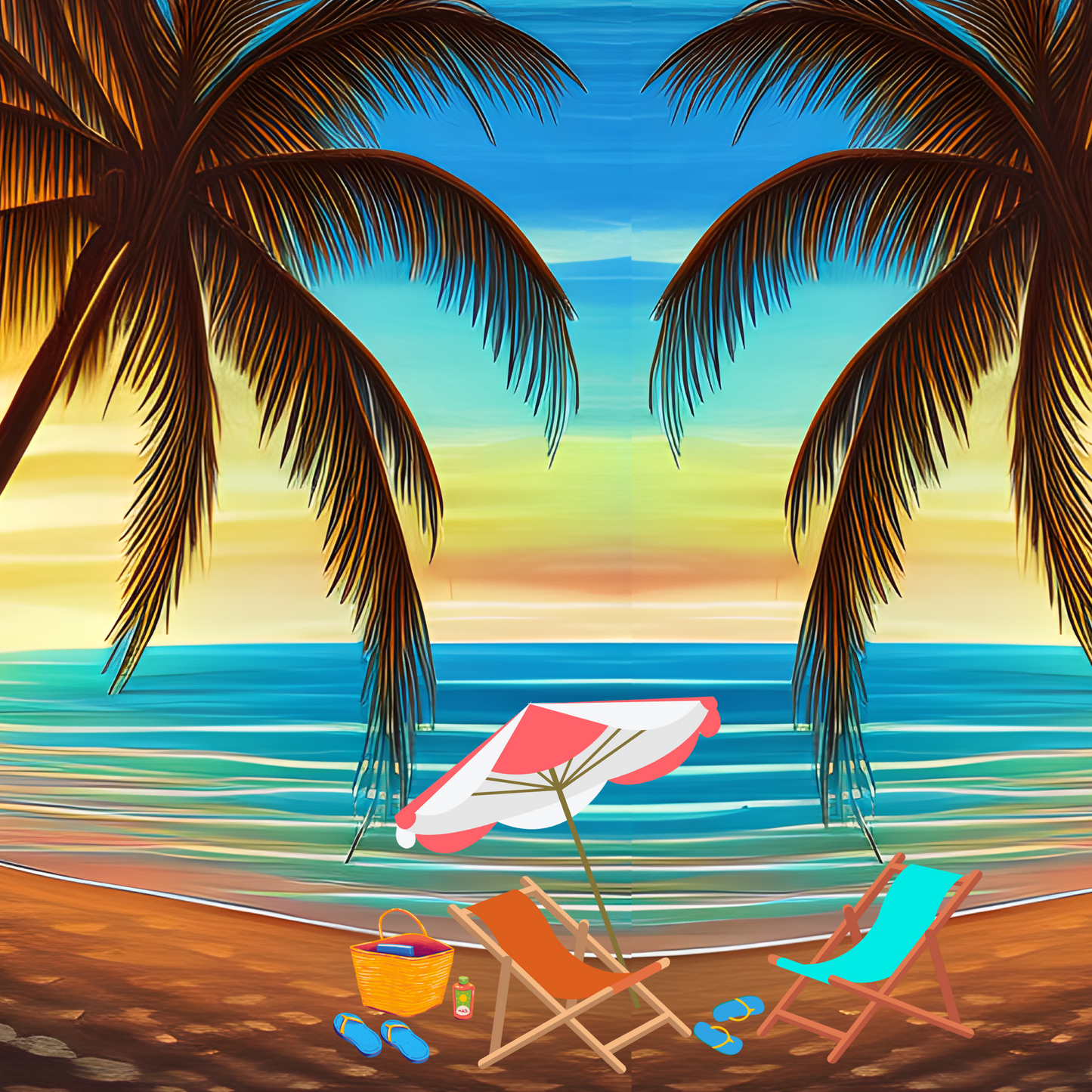Tote bag, Palm Trees 0001