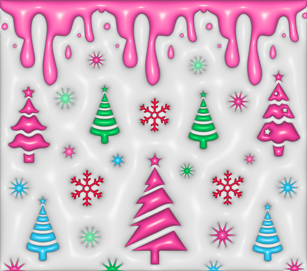 Custom Tumbler,  20 oz., Pink Xmas Tree 001