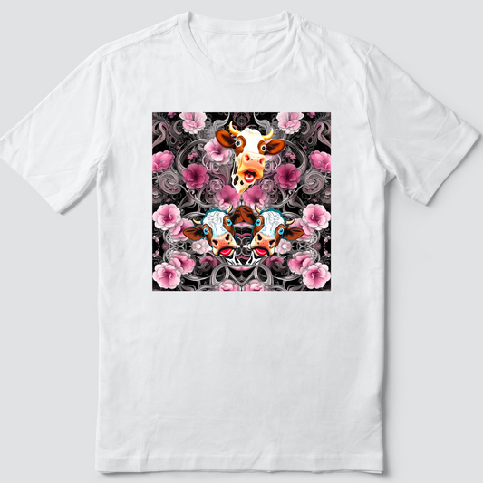 Custom T Shirt, Flower Cows 0001