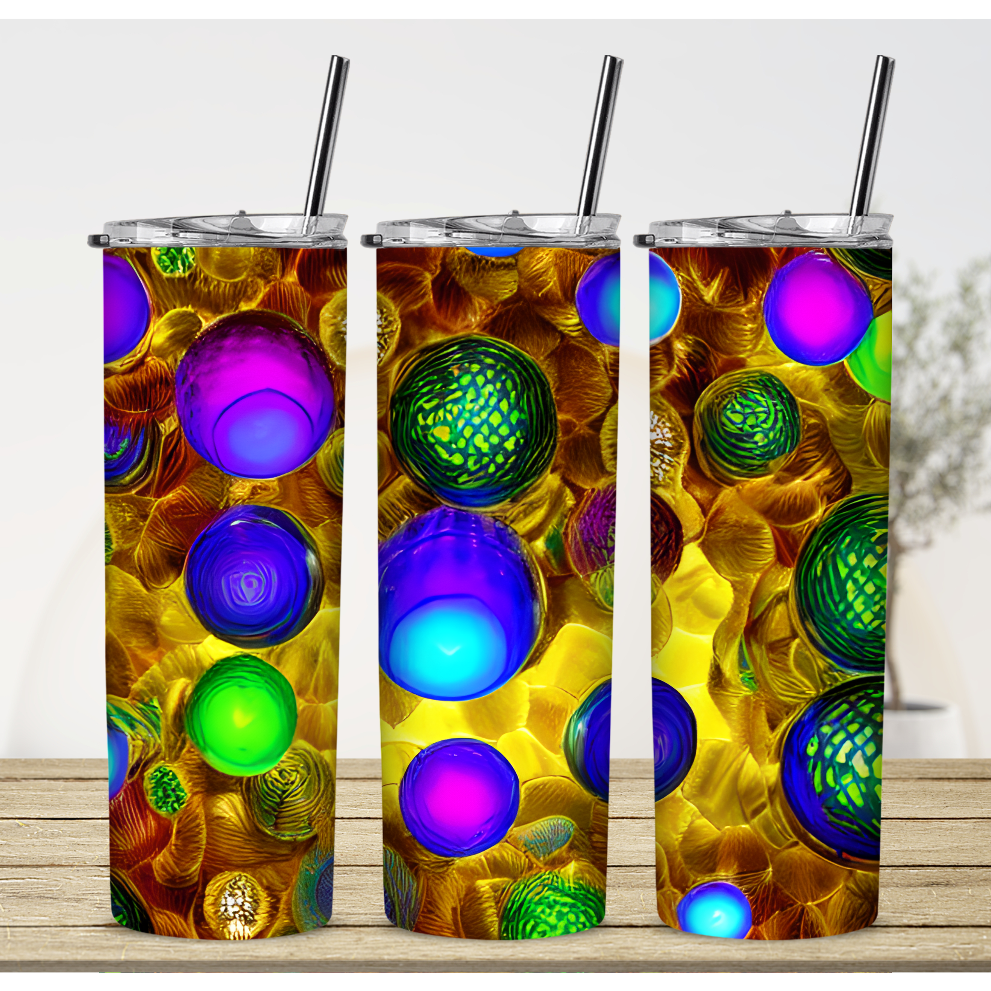 Custom Tumbler, 20 oz., 3D Vibrant Circles 0001