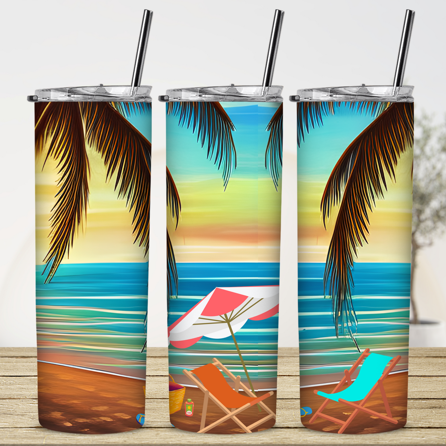 Custom Tumbler,  Palm Trees 0001
