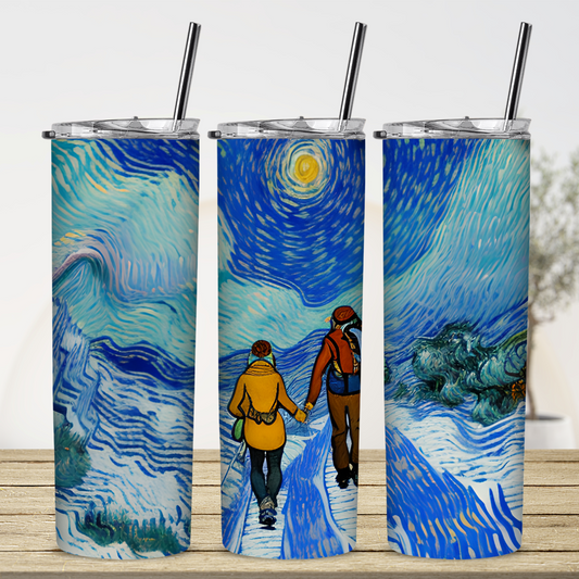 Custom Tumbler, 20 oz., Snowy Couple 0001