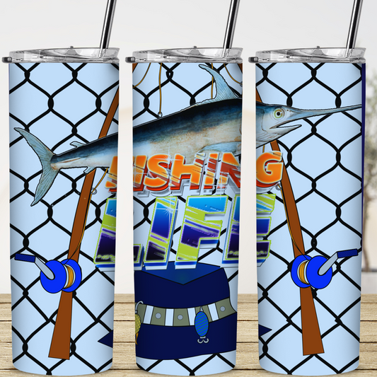 Custom Tumbler, 20 oz.,  Fishing Net 0001