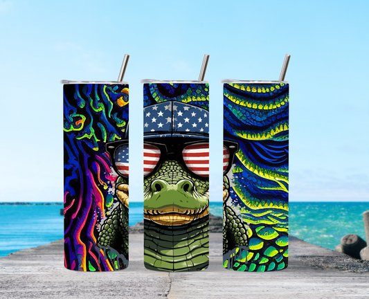 20 oz Skinny Tumbler, Custom Gator Flag Design 0002