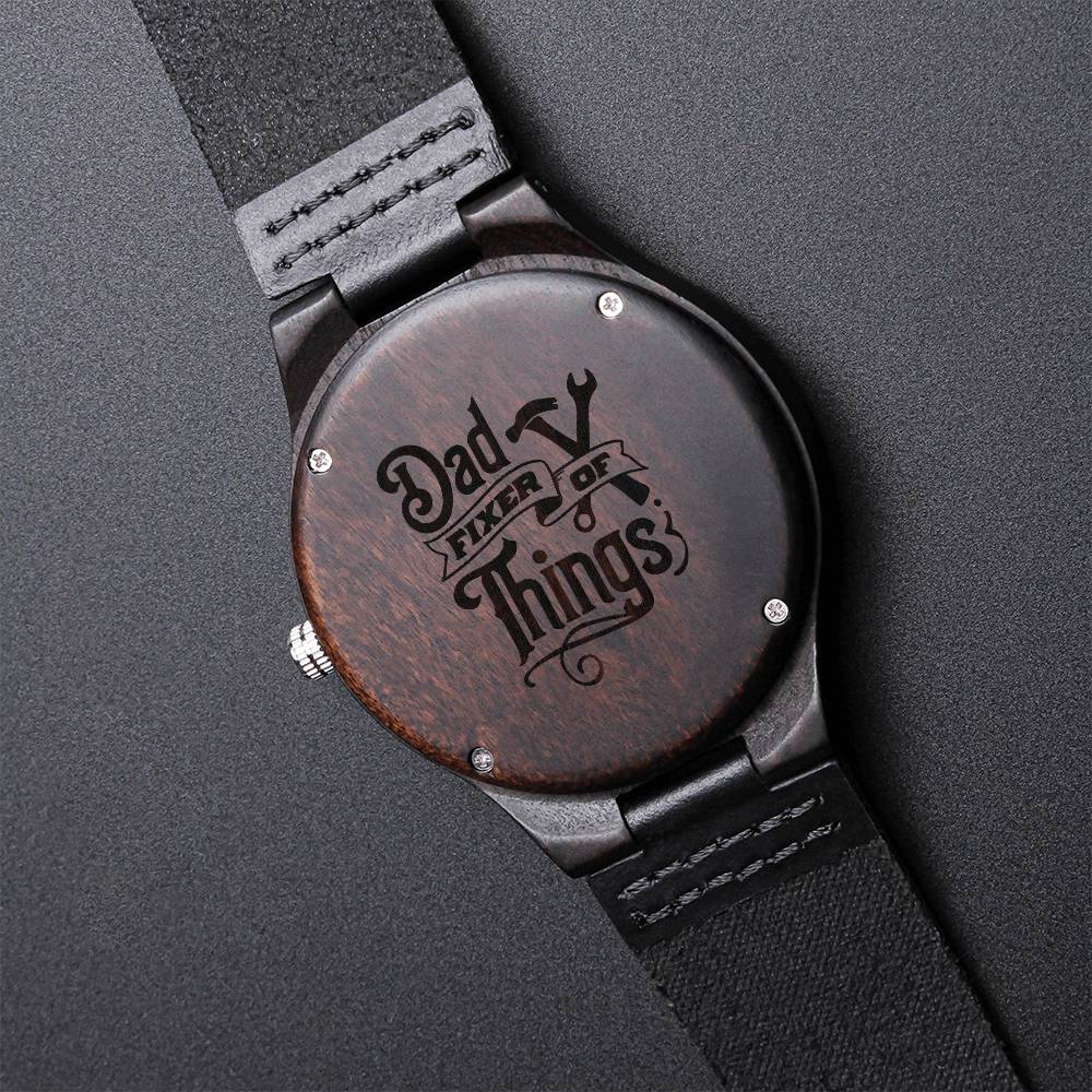 Engraved Wooden Watch - Dad Fixer of Things 0001