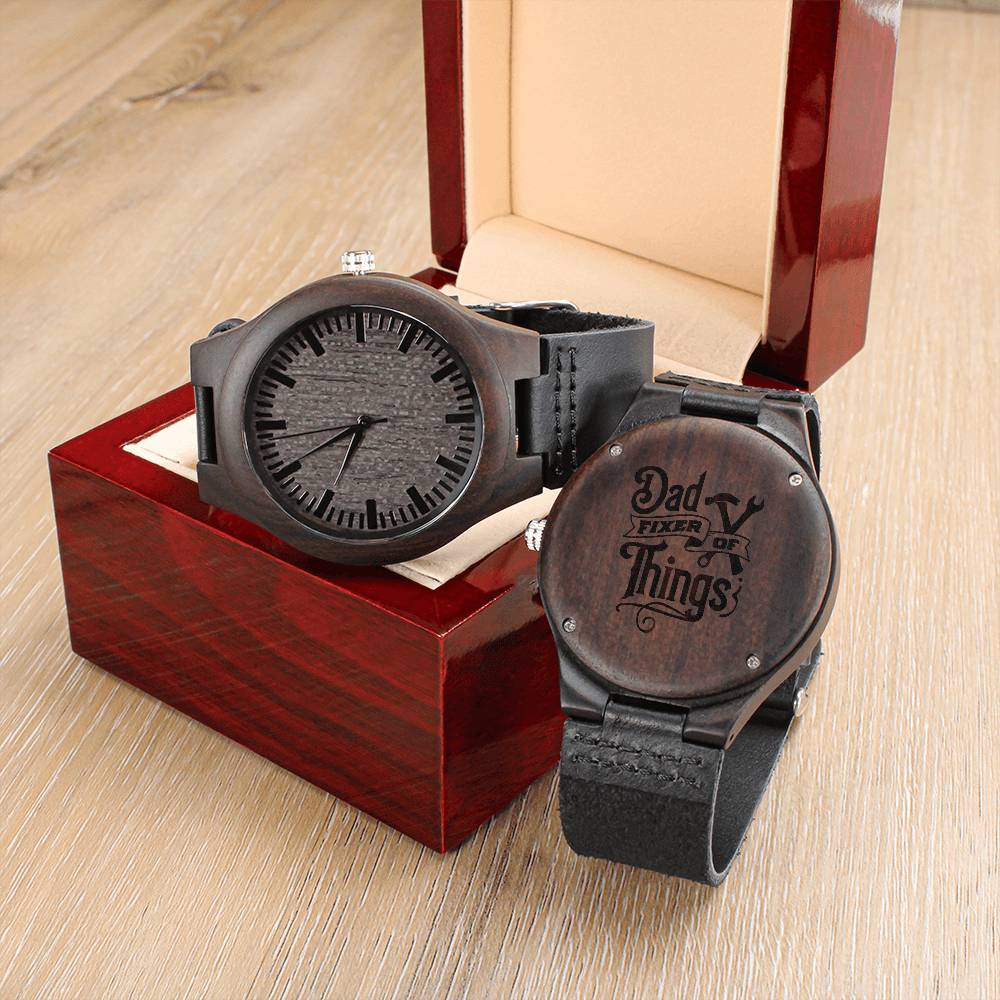 Engraved Wooden Watch - Dad Fixer of Things 0001