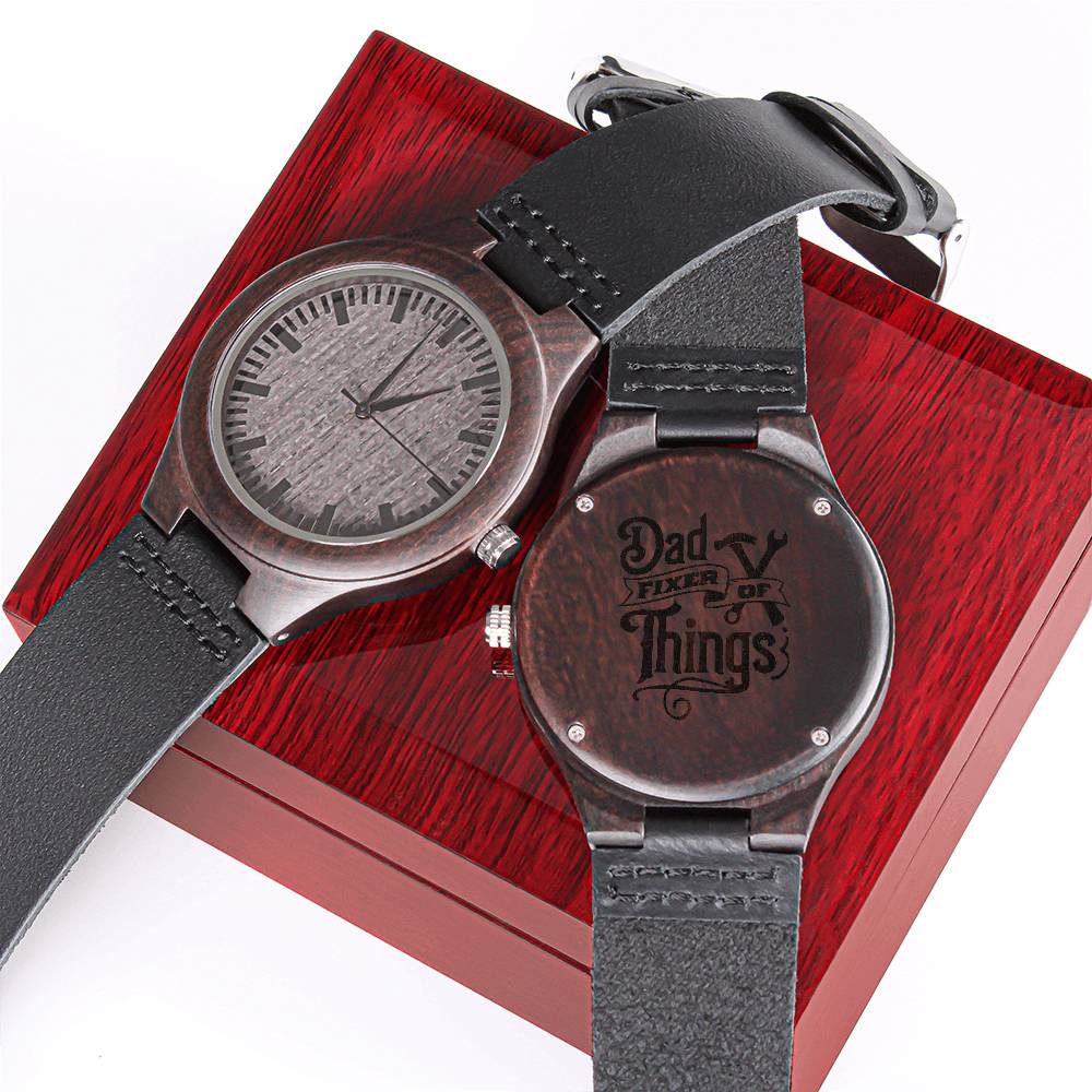 Engraved Wooden Watch - Dad Fixer of Things 0001