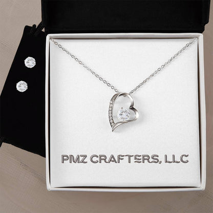 Forever Love Necklace and Cubic Zirconia Earring Set