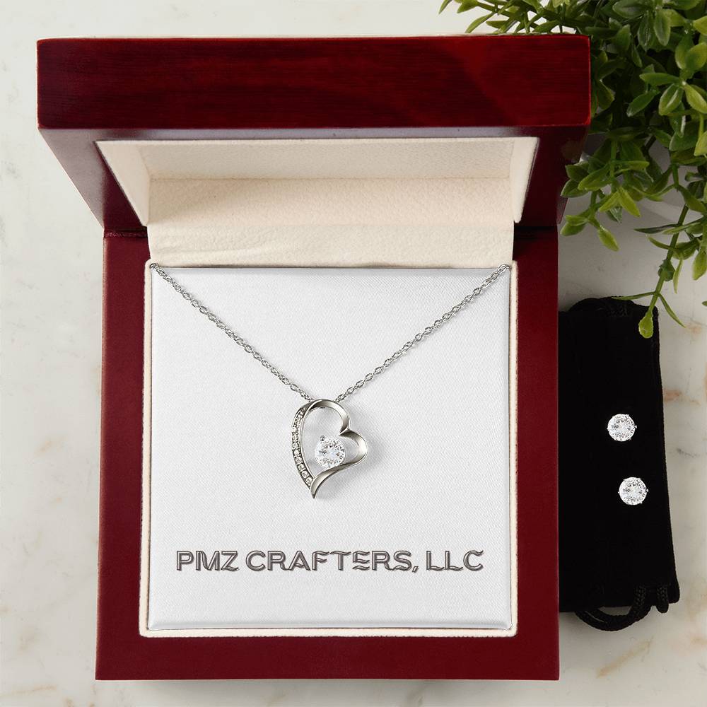Forever Love Necklace and Cubic Zirconia Earring Set