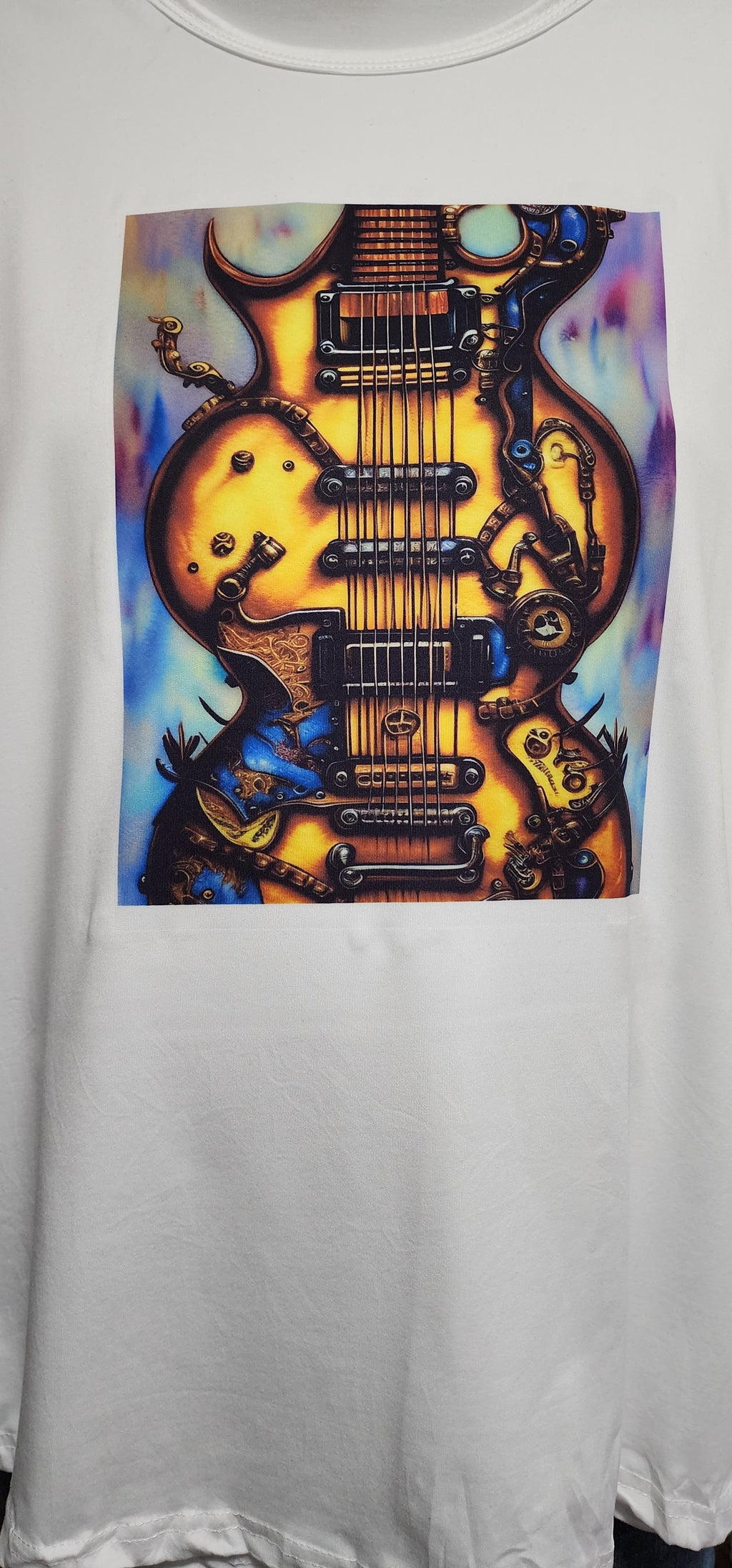 TSHIRT, Guitar, Steam Punk Gibson Double with beautiful color accents